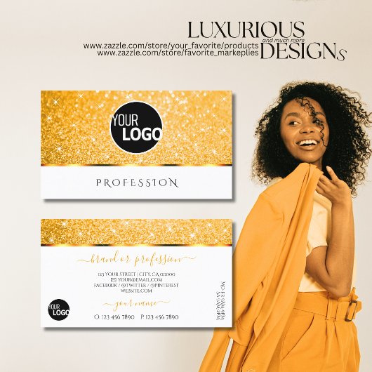 ホワイトオエレガントレンジグリッタースパークスターズ追加ロゴ 名刺