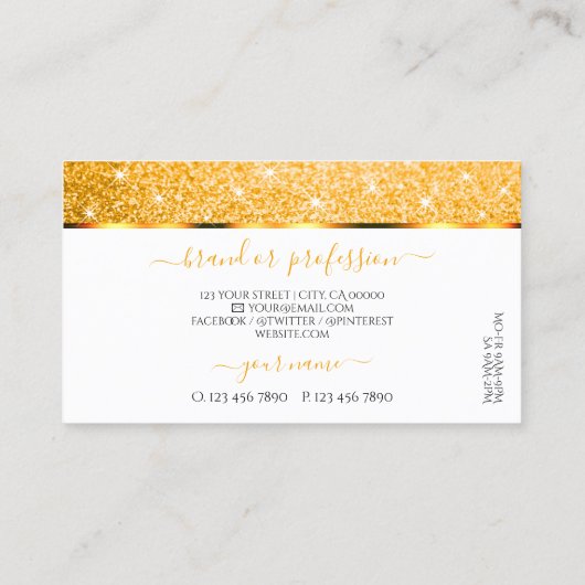 ホワイトオエレガントレンジグリッタースパークスターファンシー 名刺 (裏面)