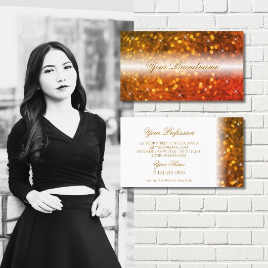 ホワイトオスタイリッシュレンジきらめくグリッターグラマラス 名刺