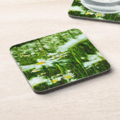 ホワイトオックスアイデイジー抽象芸術フローラ コースター (左側)