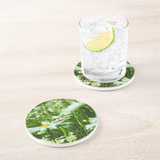 ホワイトオックスアイデイジー抽象芸術フローラ コースター (側面)