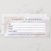 ホワイトオパール石のシェル背景ギフト証明書 (裏面)