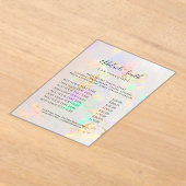 ホワイトオパール背景価格表美しいサロン アクリル招待状 (レイダウン)