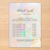 ホワイトオパール背景価格表美しいサロン アクリル招待状 (正面)