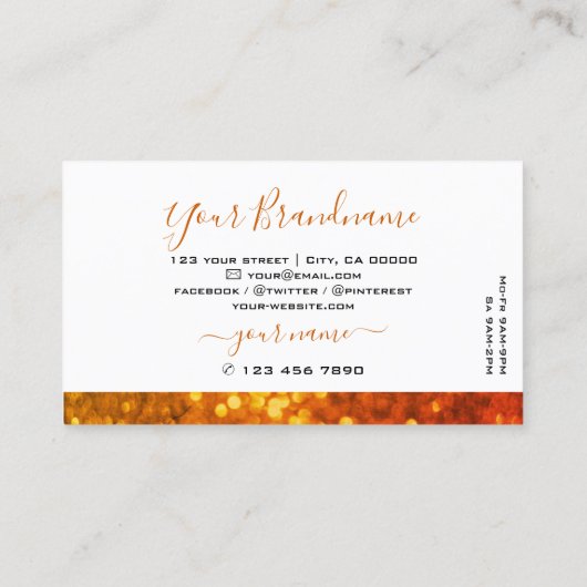 ホワイトオモダンレンジ金ゴールドスパークルグリッターグラマラス 名刺 (裏面)