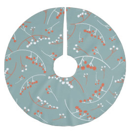 ホワイトオモダンレンジonティール（緑がかった色）ベリーイラストレーション ブラッシュドポリエステルツリースカート