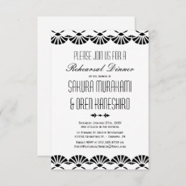 ホワイトオリエンタルアールデコスタイルリハーサルディナー 招待状