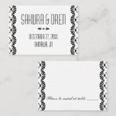 ホワイトオリエンタルアールデコ結婚スタイル座席表 プレイスカード (正面/裏面)