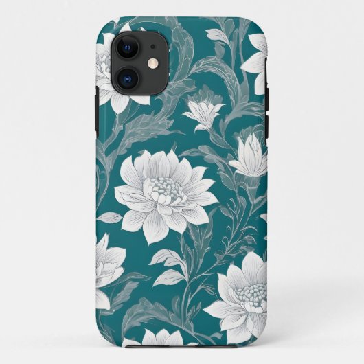 ホワイトオリエンタルフラワーデザイン Case-Mate iPhoneケース (裏面)