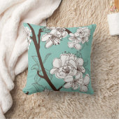 ホワイトオリエンタルフラワーブランチ クッション (ブランケット)
