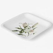 ホワイトオリエンタルリリーボタニカルアート紙プレート ペーパープレート (傾斜あり)