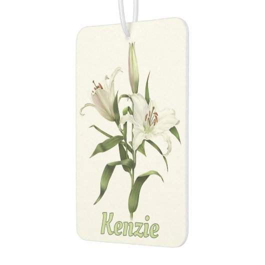 ホワイトオリエンタルリリー植物学パーソナライズされた術 カーエアーフレッシュナー (左)