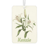 ホワイトオリエンタルリリー植物学パーソナライズされた術 カーエアーフレッシュナー (裏面)