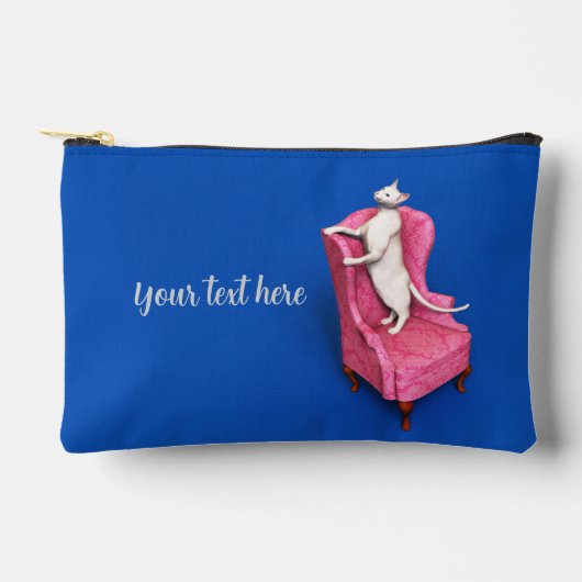 ホワイトオリエンタル猫ラップトップスリーブ アクセサリーポーチ (正面)