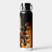 ホワイトオレンカッコいいジ古いレンガの壁のグレフィティあなたの名前 ウォーターボトル (背面)