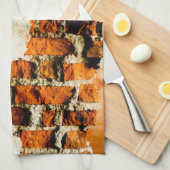 ホワイトオレンカッコいいジ古いレンガの壁のグレフィティあなたの名前 キッチンタオル (四つ折り)