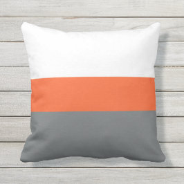 ホワイトオレンジグレーストライプ装飾用クッション アウトドアクッション