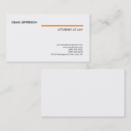 ホワイトオレンジコンサルタント弁護士弁護士モダン 名刺 (正面/裏面)