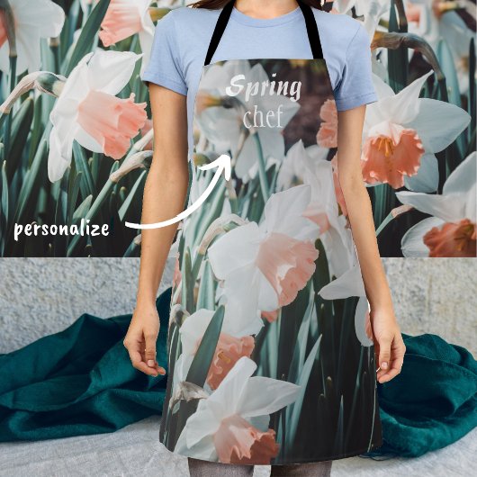 ホワイトオレンジダッフルズイン春ガーデン エプロン