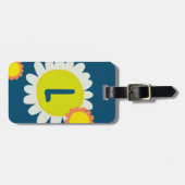 ホワイトオレンジデイジーフラワーカスタマイズイニシャル ラゲッジタグ (正面横)