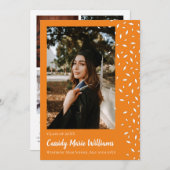 ホワイトオレンジ紙吹雪卒業発表 招待状 (正面/裏面)