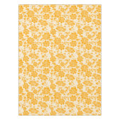 ホワイトオレンジ色のフローラの花ハニカムコットンダイニング テーブルクロス (正面)