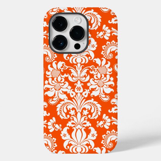 ホワイトオンオレンジヴィンテージフローラマスク Case-Mate iPhoneケース (裏面)