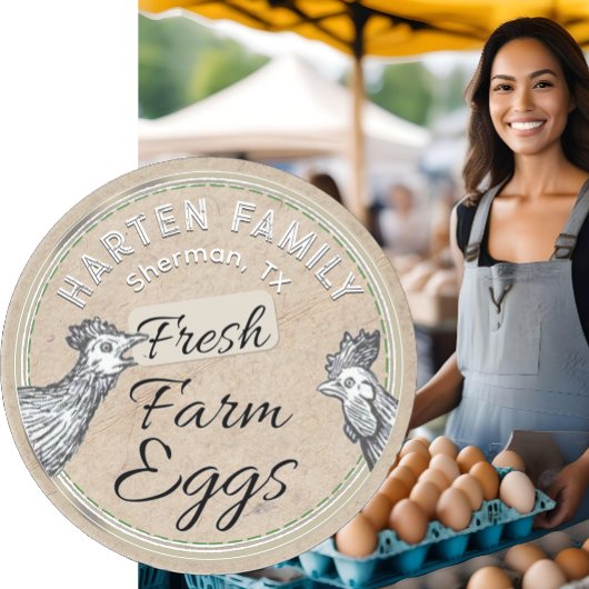 ホワイトオンクラフトファームハウスヘンルースターエッグカートン スクエアシール