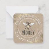 ホワイトオンクラフトヴィンテージビーハニージャーラベル ノートカード (正面)