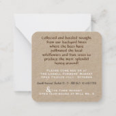 ホワイトオンクラフトヴィンテージビーハニージャーラベル ノートカード (裏面)