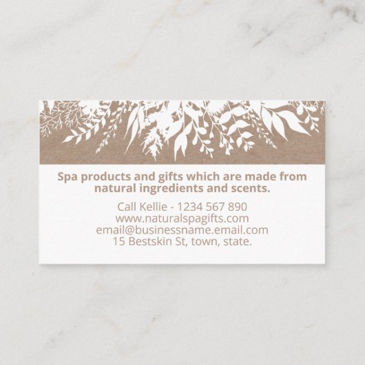 ホワイトオンクラフト手作り風呂ソーク体バター石鹸 名刺 (裏面)