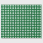 ホワイトオングリーンノルディックセーター雪の結晶パターン ラッピングペーパー (フラット)