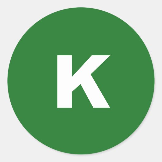 ホワイトオングリーンミニマリストモノグラム ラウンドシール (正面)