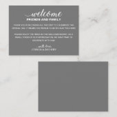 ホワイトオングレー結婚の歓迎抱き枕バスケット プレイスカード (正面/裏面)