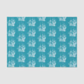 ホワイトオンターコイズウインドセーリングボートパターン 薄葉紙 (正面)