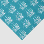 ホワイトオンターコイズウインドセーリングボートパターン 薄葉紙 (詳細)