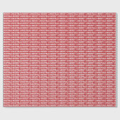 ホワイトオンダークレッドクリスマスタイポグラフィ ラッピングペーパー (フラット)