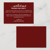 ホワイトオンダークレッド結婚の歓迎抱き枕バスケット プレイスカード (正面/裏面)