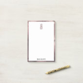 ホワイトオンバラ金ゴールド大理石パイナップル縁どズ&名前 ポストイット (デスク上)