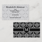 ホワイトオンフェミニンブラックダマスク 名刺 (正面/裏面)