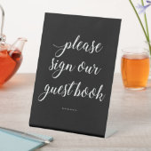 ホワイトオンブラックお申し込みゲストブック結婚ズ 台座サイン (インサイチュ)