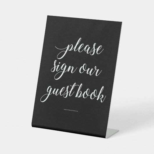 ホワイトオンブラックお申し込みゲストブック結婚ズ 台座サイン (正面)