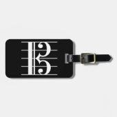 ホワイトオンブラックアルトクレフ、 音符記号ラゲージタグ ラゲッジタグ (正面横)