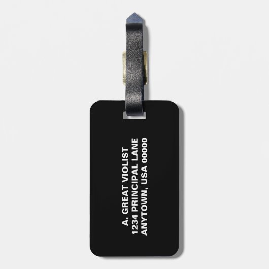 ホワイトオンブラックアルトクレフ、 音符記号ラゲージタグ ラゲッジタグ (裏面縦)