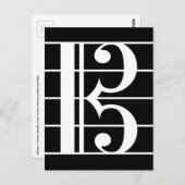 ホワイトオンブラックアルトクレフ、 音符記号C-クレフ、 音符記号ヴィオラ音楽 ポストカード (正面/裏面)