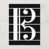 ホワイトオンブラックアルトクレフ、 音符記号C-クレフ、 音符記号ヴィオラ音楽 ポストカード (正面)