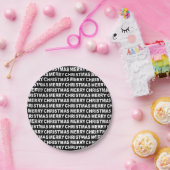 ホワイトオンブラッククリスマスタイポグラフィ紙プレート ペーパープレート (パーティー)