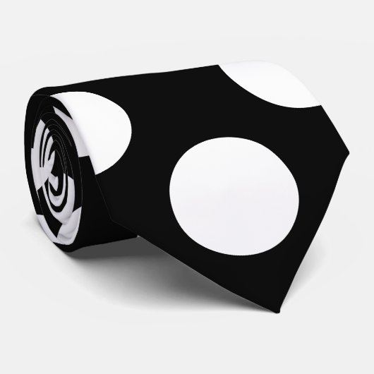 ホワイトオンブラックジャイアントサイズ水玉模様ネックタイ ネクタイ (ロール)