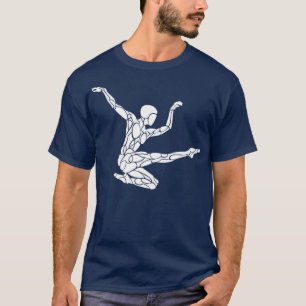 ホワイトオンブラックジャンプキックダンスアスリート体操 Tシャツ