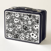 ホワイトオンブラックスカルパターン メタルランチボックス (裏面)